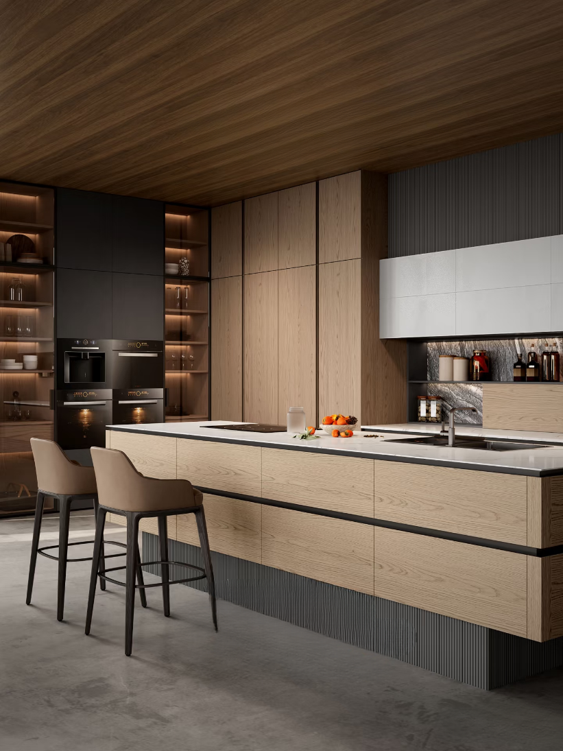 Modern wooden style kitchen